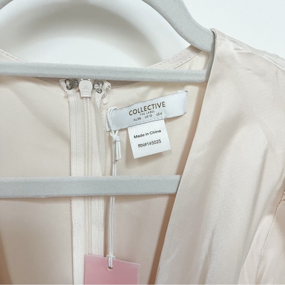 Plunge Tie Front Long Sleeve Midi Dress - Picture 6 of 9